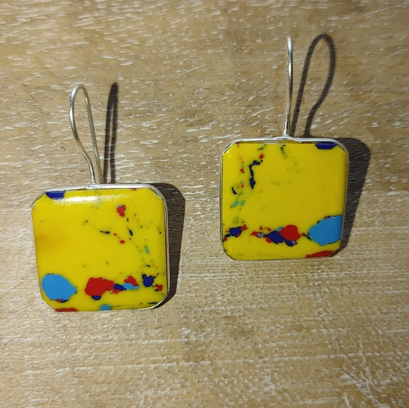 Color-enhanced Mosaic Jasper Earrings - Picture 5 of 9